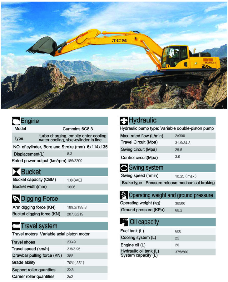 JCM MC386LC excavator JCM MC386LC excavator